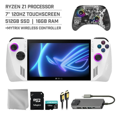 ASUS ROG Ally 512GB Gaming Handheld 7-inch Touchscreen 120Hz FHD 1080p AMD Ryzen Z1 Processor, Mytrix Zero-Kirin Wireless Pro Controller, Hub, 128GB MicroSD Card, 5 Accessories: 6 in 1 Bundle