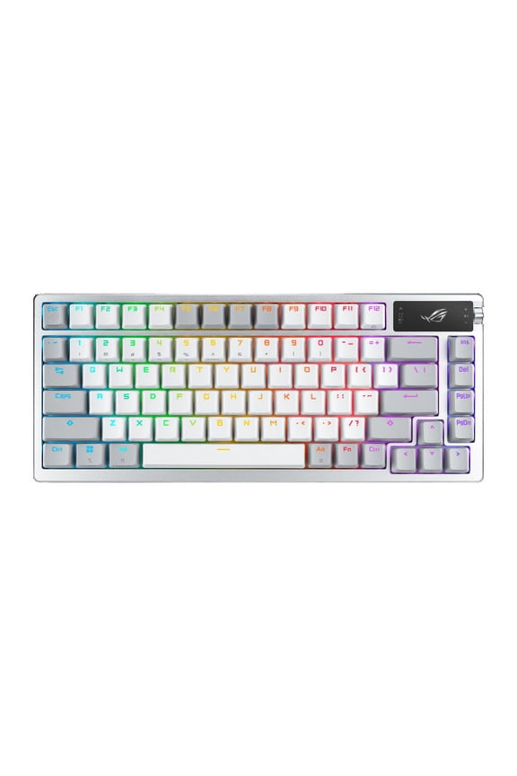 ROG Azoth 75 Wireless DIY Custom Gaming Keyboard, OLED display, Gasket-Mount, Three-Layer Dampening, Hot-Swappable Pre-lubed ROG NX Snow Switches & Keyboard Stabilizers, PBT Keycaps, RGB - White