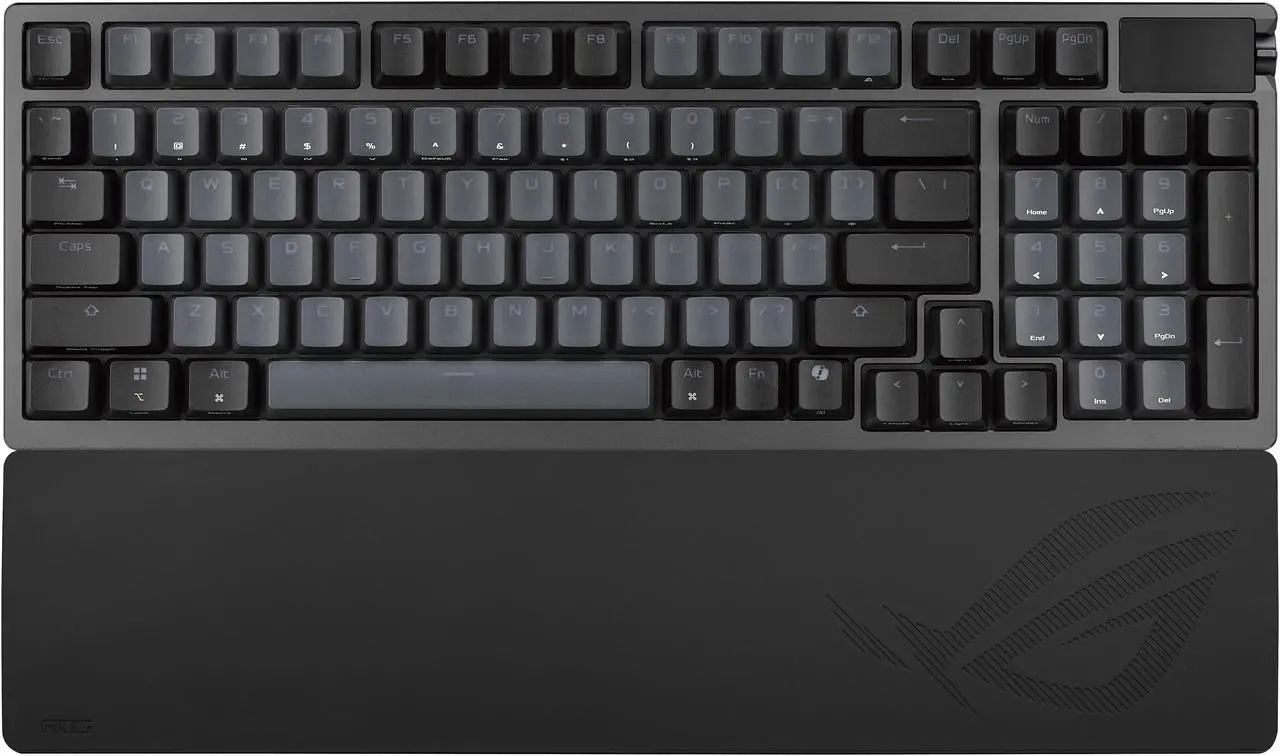 ASUS ROG Azoth 96 HE Wireless Hall Effect Gaming Keyboard - 96% Full-Size, Tri-Mode, Hot Swappable Magnetic Switch, Rapid Trigger, Speed Tap, 8K Hz Polling, Color OLED Screen, PBT Keycaps - Black