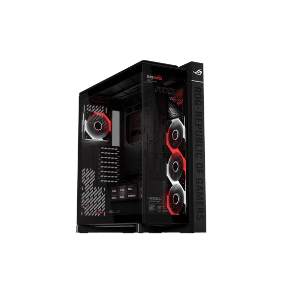 ASUS ROG Cronox ARGB Gaming PC Case, Four ARGB Fans, Curved Tempered-Glass Panel, Support for GPU's up to 400mm Long, EATX and BTF Motherboards, 9.2-inch Screen
