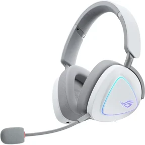 ASUS ROG Delta II Wireless Gaming Headset (50mm Titanium Drivers, ROG SpeedNova, 10mm Super-Wideband Mic, 110+HR Battery, DualFlow Audio, BT, 2.4 GHz, 3.5 mm, For PC, Switch, PS4, PS5, Xbox) - White