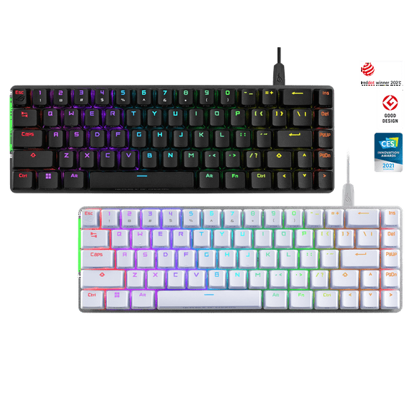 ASUS ROG Falchion Ace 65% RGB Compact Gaming Mechanical Keyboard, Lubed ROG NX Red Switches & Switch Stabilizers, Sound-Dampening Foam, PBT Keycaps, Wired with KVM, Three Angles, Cover Case-Black