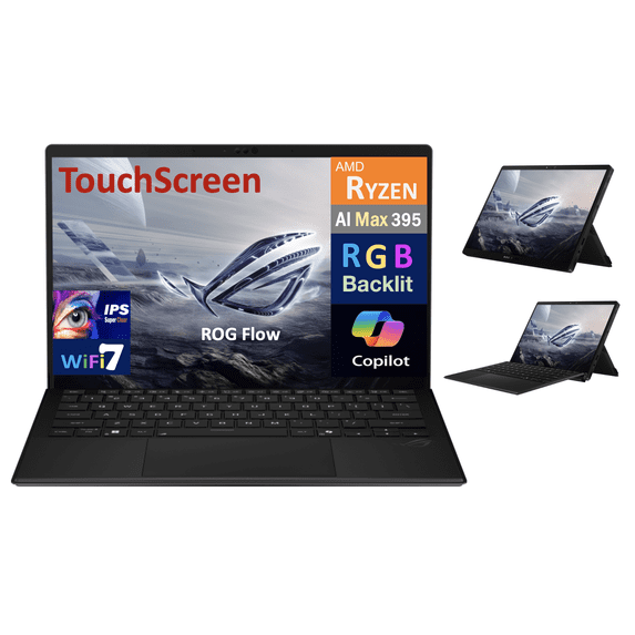 ASUS ROG Flow Creator 2-in-1 Laptop 13.4in Touchscreen IPS WQXGA Display (AMD AMD Ryzen AI MAX+ 395, 128GB LPDDR5X, 1TB SSD, RGB KB, WiFi 7, Webcam, Bluetooth 5.4, Win 11 Pro)