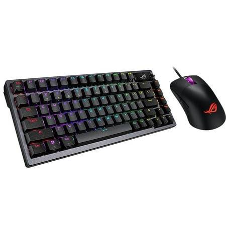 ASUS ROG M71 Azoth 75% TKL Bluetooth and RF Wireless Red Switch Mechanical Gaming Keyboard-90MP0316-BKAA01, Bundle w/P509 ROG Keris Mouse, Gasket-Mount, Three-Layer Dampening, Hot-Swappable Switches