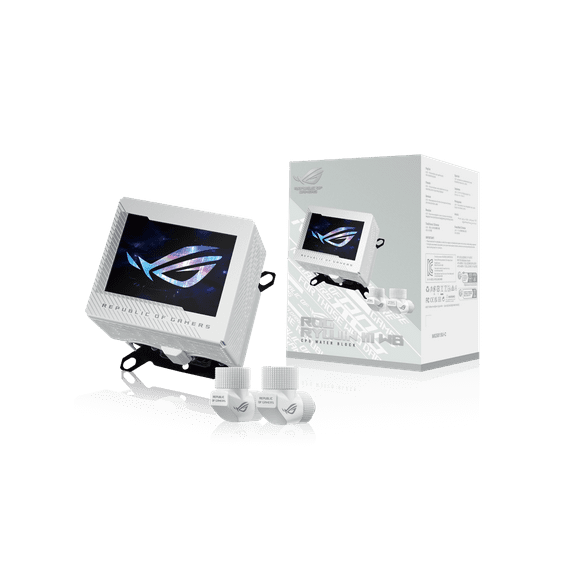 ASUS ROG RYUJIN III WB WHT CPU Water Block - Intel LGA 1700, 1200, 115X - AMD Socket AM4, AM5 - Asetek Copper Cold Plate - White - 178 Micro-Cooling Fins - 3.5 Inch Full Color LCD Display