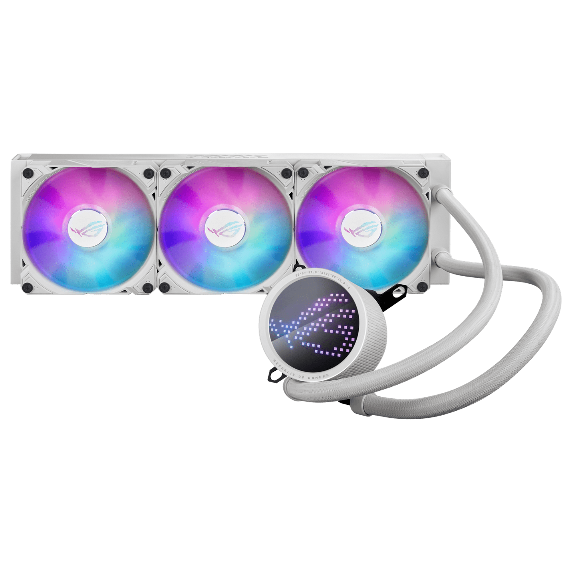 ASUS ROG RYUO III 360 ARGB White Edition All-in-one AIO Liquid CPU Cooler  360mm Radiator, Asetek 8th gen pump solution, Anime Matrix™ LED Display and 