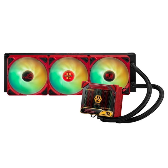 ASUS ROG Ryujin III 360 ARGB EVA-02 EDITION All-in-one Liquid CPU Cooler with 360mm Radiator. Asetek 8th Gen Pump, 3x Magnetic 120mm ARGB Fans (Daisy Chain Fesign), 3.5" OLCD Fisplay