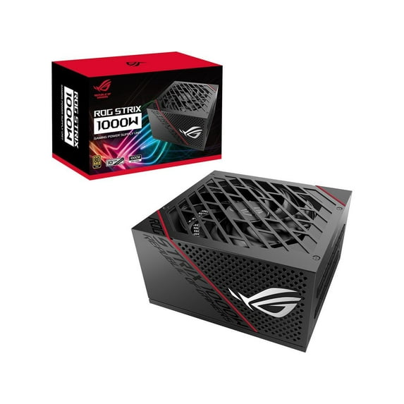 ASUS ROG STRIX 1000W Gold PSU, Power Supply (ROG Heatsinks, Axial-tech Fan Design, Dual Ball Fan Bearings, 0dB Technology, 80 PLUS Gold Certification, Fully Modular Cables, 10-year Warranty)