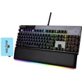 thumbnail image 1 of ASUS ROG STRIX XA07 FLARE II Animate 100% RGB Gaming Keyboard, ROG NX Blue Linear Switches, LED Display, PBT Keycaps, Acoustic Dampening Foam, Media Controls, and Wrist Rest (Bundle w/Docztorm Dock), 1 of 5