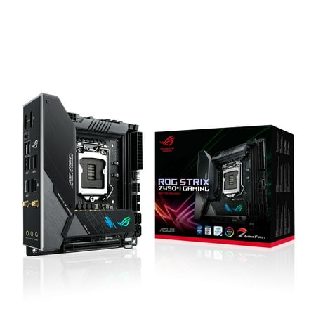 Asus ROG Strix Z490-I GAMING Desktop Motherboard, Intel Chipset, Socket LGA-1200, Intel Optane Memory Ready, Mini ITX