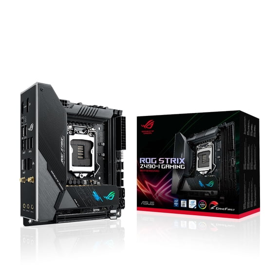 Asus ROG Strix Z490-I GAMING Desktop Motherboard, Intel Chipset, Socket LGA-1200, Intel Optane Memory Ready, Mini ITX