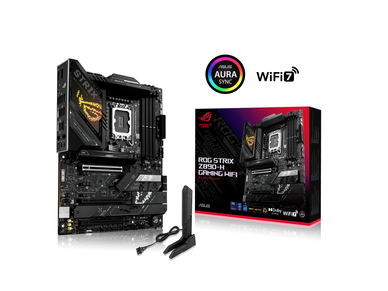 ASUS ROG STRIX Z890-H GAMING WIFI Z890 LGA 1851 ATX motherboard, Intel Core Ultra Series 2 Ready, Advanced AI PC-ready, 16+2+1+2 stages, DDR5, 5Gb LAN, WiFi 7, 4x M.2, PCIe 5.0, USB Type-C, AI OC