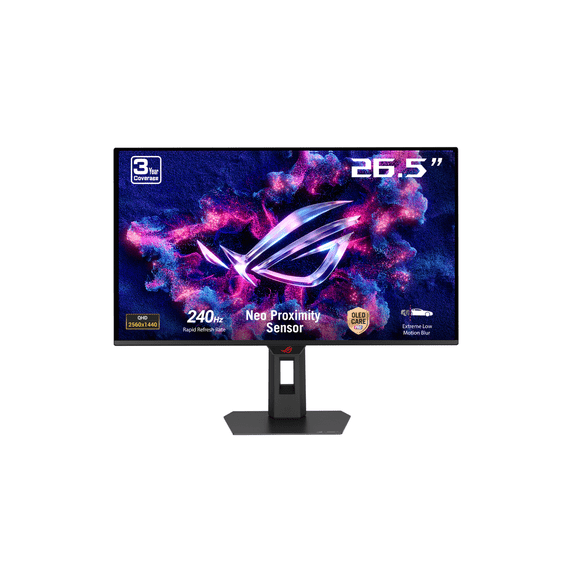 ASUS ROG Strix 27 inch QHD 2K 1440P 240Hz AMD FreeSync Premium Pro & G-Sync Compatible 0.03ms OLED Gaming Computer Monitor with Height Adjustable, Swivel, Pivot & Tilt Stand XG27AQDMES