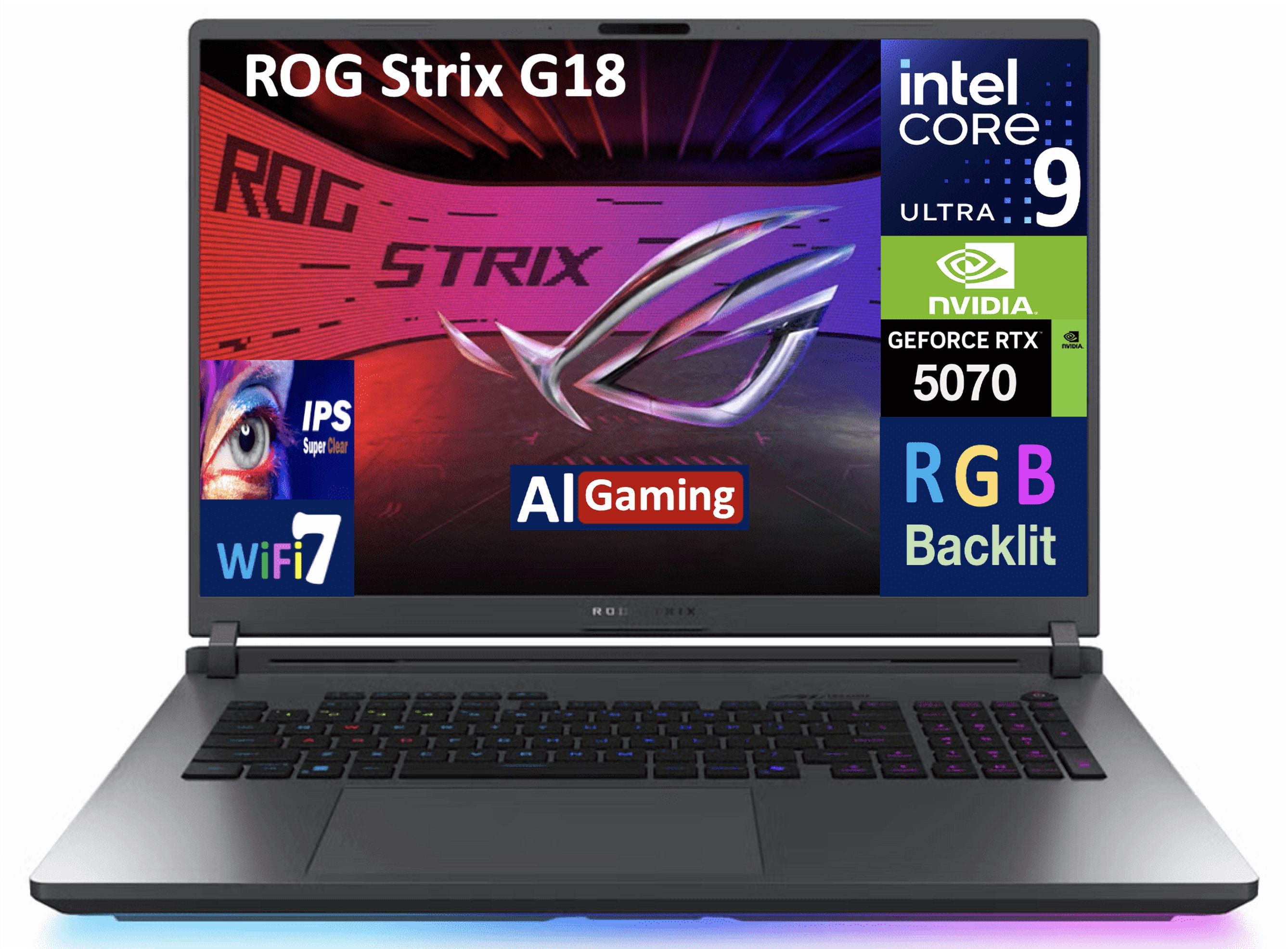 ASUS ROG Strix AI Gaming Laptop 18in 240Hz IPS WQXGA Display (Intel Ultra 9- 275HX, NVIDIA GeForce RTX 5070 8GB, 32GB DDR5, 4TB PCIe SSD, RGB KB, Thunderbolt 4, WiFi 7, Webcam, Win 11 Pro)