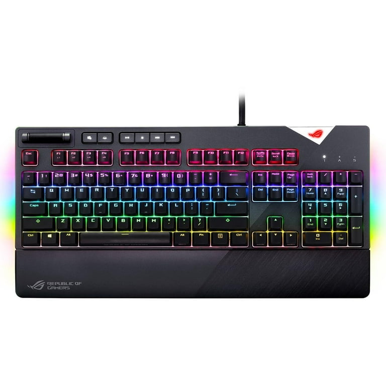 ASUS ROG Strix Flare (Cherry MX Brown) Aura Sync RGB Mechanical Gaming Keyboard with Switches, Customizable Badge, USB Pass Through and Media Controls ASUS ROG Strix Flare (Cherry MX Brown) Aura Sync RGB Mechanical Gaming Keyboard with Switches, Customizable Badge, USB Pass Through and Media Controls