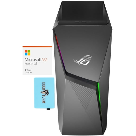 Restored ASUS ROG Strix G10DK Gaming/Entertainment Desktop PC (AMD Ryzen 5 3600X 6-Core, GeForce GTX 1660 Ti, 64GB RAM, Win 11 Home) with Microsoft 365 Personal , Dockztorm Hub (Refurbished)