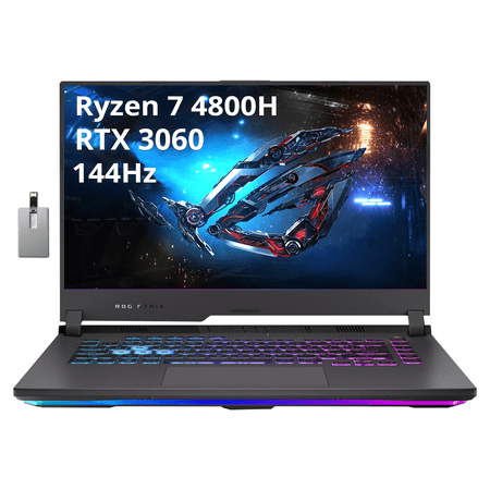 ASUS ROG Strix G15 15.6" FHD 144Hz Gaming Laptop, AMD Ryzen 7-4800H, 64GB RAM, 2TB PCIe SSD, Backlit Keyboard, GeForce RTX 3060 Graphics, Windows 11 Home, Gray, 32GB USB Card
