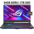 thumbnail image 1 of ASUS ROG Strix G15 G513 Gaming Laptop 15.6" FHD IPS 144Hz Display AMD Octa-Core Ryzen 7 4800H Processor 64GB DDR4 1TB SSD NVIDIA GeForce RTX 3060 6GB RGB Backlit Keyboard HDMI USB-C Win11 Black, 1 of 5