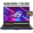 thumbnail image 1 of ASUS ROG Strix G15 G513 Gaming Laptop 15.6" FHD IPS 300Hz Display AMD Octa-Core Ryzen 9 5900HX 64GB DDR4 1TB SSD GeForce RTX 3070 8GB RGB Backlit Keyboard Dolby Atmos HDMI USB-C WiFi6 Win10 Black, 1 of 7