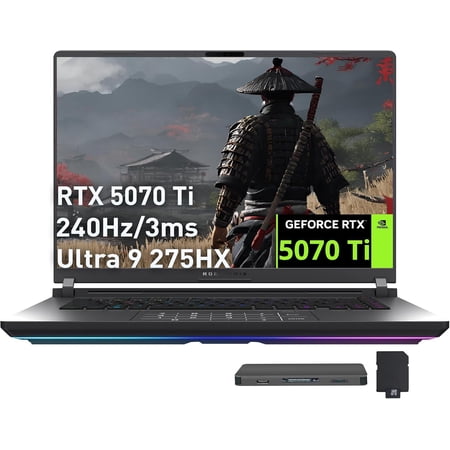 ASUS ROG Strix G16 16" 2.5K 240Hz Gaming Laptop, Intel Ultra 9 275HX, GeForce RTX 5070 Ti 12GB GDDR7, 32GB DDR5, 3TB Storage (2TB SSD+1TB Dock Station), Backlit Keyboard, Wi-Fi 7, Win 11 Pro, Gray
