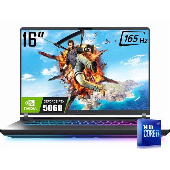 ASUS ROG Strix G16 16" Gaming Laptop, 1920 x 1200 FHD+ 165Hz Display, 14th Gen Intel 16-Core i7-14650HX, NVIDIA GeForce RTX 5060 8GB GDDR7, RGB Backlit KB, Win11 Home(64GB DDR5 | 4TB SSD)