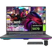 ASUS ROG Strix G16 16" WUXGA 165Hz Gaming Laptop, GeForce RTX 5070 8GB GDDR7, AMD Ryzen 9 8940HX, 16GB DDR5, 2TB Storage 1TB SSD+1TB Docking Station Set, 4-Zone RGB Backlit Keyboard, Win 11, Gray