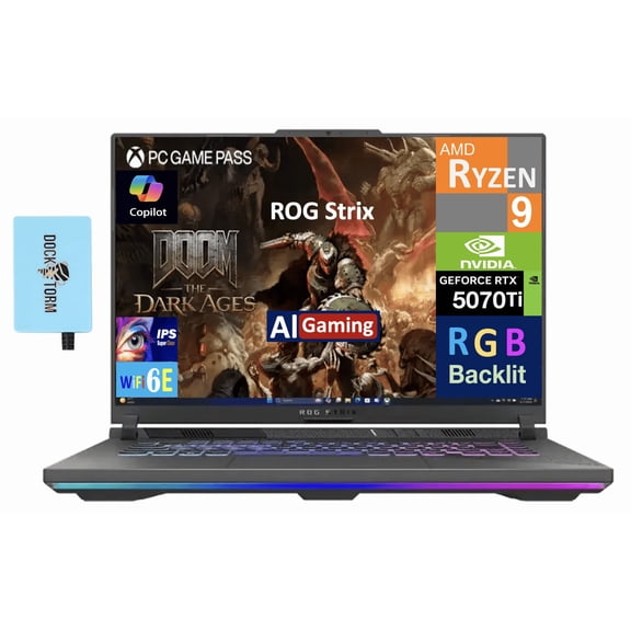 ASUS ROG Strix G16 16in IPS WUXGA Laptop Ryzen 9 8940HX RTX 5070 Ti 16GB 1TB SSD Win11 Pro w/DKZ USB Hub