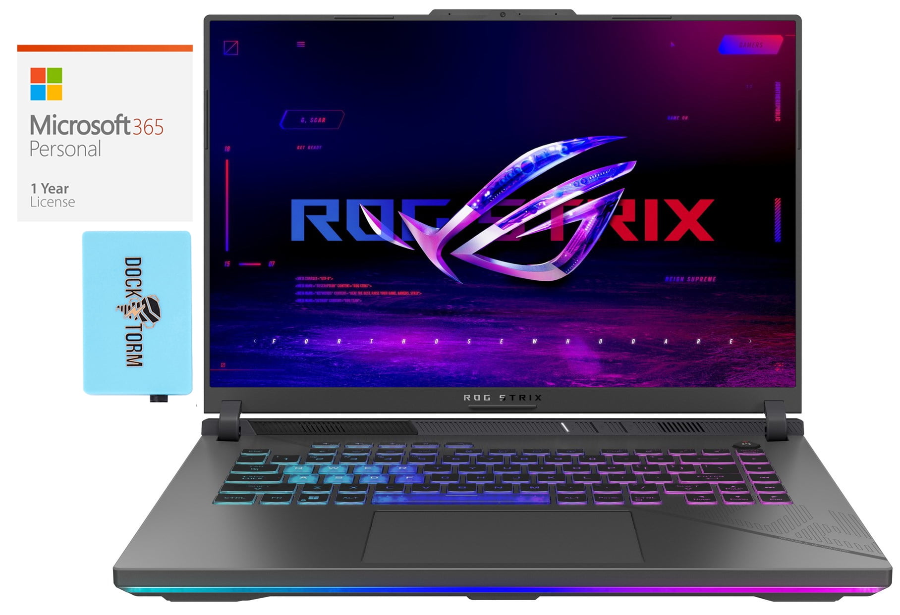 ASUS ROG Strix G16 G614 Gaming Laptop (Intel i9-14900HX 24-Core, 16.0in 240 Hz Wide QXGA (2560x1600), GeForce RTX 4060, Win 10 Pro) with Microsoft 365 Personal , Dockztorm Hub