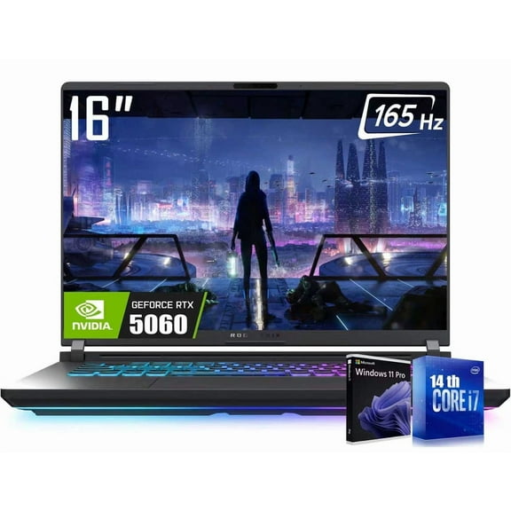 ASUS ROG Strix G16 Gaming Laptop, 16" 1920 x 1200 FHD+ 165Hz Display, 14th Gen Intel 16-Core i7-14650HX, NVIDIA GeForce RTX 5060 8GB GDDR7, RGB Backlit KB, Win11 Pro(32GB DDR5 - 1TB SSD)