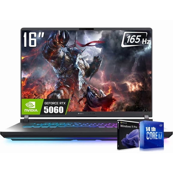 ASUS ROG Strix G16 Gaming Laptop, 16" 1920 x 1200 FHD+ 165Hz Display, 14th Gen Intel 16-Core i7-14650HX, NVIDIA GeForce RTX 5060 8GB GDDR7, RGB Backlit KB, Win11 Pro(64GB DDR5 / 2TB SSD)