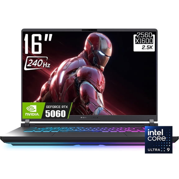 ASUS ROG Strix G16 Gaming Laptop, 16" 2560 x 1600 2.5K 240Hz IPS LCD Display, Intel Core Ultra 9 275HX, NVIDIA GeForce RTX 5060, RGB Backlit KB, Win11 Home(16GB DDR5 RAM - 512GB SSD)