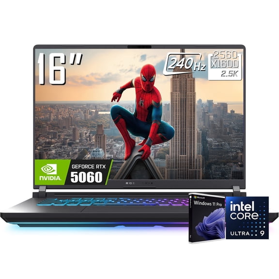 ASUS ROG Strix G16 Gaming Laptop, 16" 2560 x 1600 2.5K 240Hz IPS LCD Display, Intel Core Ultra 9 275HX, NVIDIA GeForce RTX 5060, RGB Backlit KB, Win11 Pro(64GB DDR5 RAM / 1TB SSD)