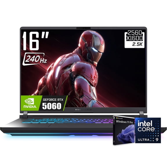 ASUS ROG Strix G16 Gaming Laptop, 16" 2560 x 1600 2.5K 240Hz IPS LCD Display, Intel Core Ultra 9 275HX, NVIDIA GeForce RTX 5060, RGB Backlit KB, Win11 Pro(64GB DDR5 RAM - 4TB SSD)