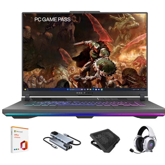 ASUS ROG Strix G16 Gaming Laptop, 16” FHD+ 165Hz/3ms, GeForce RTX 5070Ti 12GB GDDR7, AMD Ryzen 9 8940HX, 64GB DDR5-5600, 2TB PCIe Gen 4 SSD, Wi-Fi 6E, Win11Pro,RGB Backlit KB,w/Lifetime Office