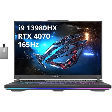 ASUS ROG Strix G16 Gaming Laptop, 16" FHD 165Hz, Intel Core i9-13980HX, GeForce RTX 4070, 16GB DDR5 RAM, 1TB SSD, RGB Keyboard, Wi-Fi 6E, ROG Intelligent Cooling, Win 11 Pro, Hotface 32GB USB Card