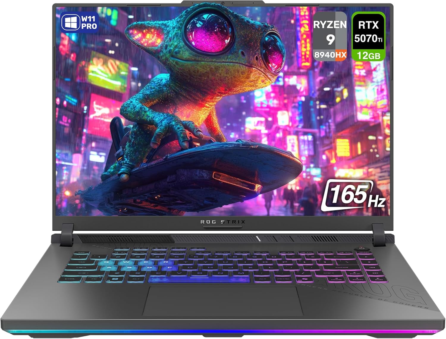 ASUS ROG Strix G16 Gaming Laptop, AMD Ryzen 9-8940HX, 64 GB DDR5 RAM, 2 TB PCIe SSD, 16" WUXGA (1920x1200) 165Hz Display, Nvidia G-Force RTX 5070Ti, 4-Zone RGB Backlit Keyboard, W11 Pro, Eclipse Grey
