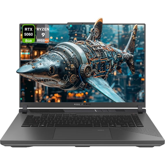ASUS ROG Strix G16 Gaming Laptop, AMD Ryzen 9-9955HX, 16 GB DDR5 RAM, 2 TB PCIe SSD, 16" WUXGA (1920x1200) 165Hz Display, Nvidia G-Force RTX 5060, 4-Zone RGB Keyboard, W11 Home, Eclipse Gray