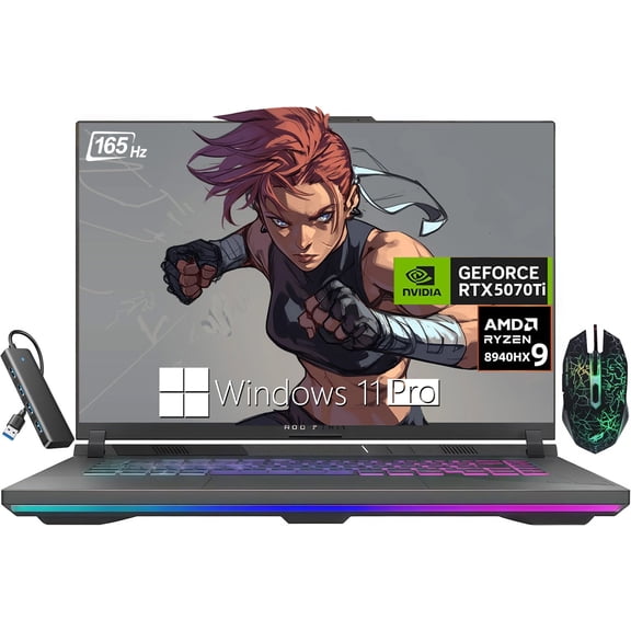 ASUS ROG Strix G16 Gaming Laptop, AMD Ryzen 9 CPU (16-core), GeForce RTX 5070 Ti, 16GB DDR5 RAM, 1 TB SSD, 16"FHD 165Hz WUXGA Dispaly, RGB Keyboard, Wi-Fi 6E, Window 11 Pro