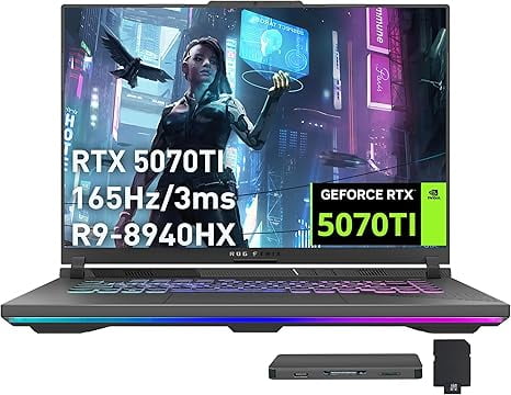 ASUS ROG Strix G16 Gaming Laptop, GeForce RTX 5070 Ti 12GB GDDR7, AMD