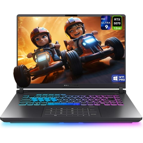 ASUS ROG Strix G16 Gaming Laptop, Intel Ultra 9-275HX, 64 GB DDR5 RAM, 2 TB PCIe SSD, 16" 2.5K (2560x1600) 240Hz Nebula Display, Nvidia G-Force RTX 5070, RGB Backlit Keyboard, W11 Pro, Eclipse Gray