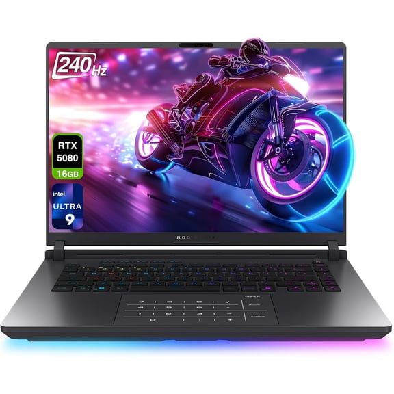 ASUS ROG Strix G16 Gaming Laptop, Intel Ultra 9-275HX, 64 GB DDR5 RAM, 4 TB PCIe SSD, 16" 2.5K (2560x1600) Display, Nvidia G-Force RTX 5080, RGB Backlit Chiclet Keyboard, W11 Home, Eclipse Gray