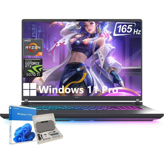 ASUS ROG Strix G16 Gaming Laptop, NVIDIA GeForce RTX 5070 Ti, AMD Ryzen 9 8940HX, 64GB DDR5 RAM, 4TB SSD, 16 inch 165Hz 300 nits, Wi-Fi 6E, Backlit KB, Windows 11 Pro