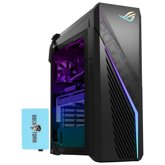 ASUS ROG Strix G16CH Gaming Desktop PC (Intel i7-13700F 16-Core, GeForce RTX 4060 8GB, 128GB RAM, 2TB PCIe SSD, WiFi 6E, Bluetooth 5.3, USB KB/Mouse, Win 11 Home) with Dockztorm USB Hub
