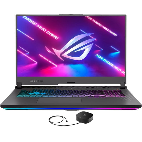 ASUS ROG Strix G17 GS713 Gaming/Entertainment Laptop (AMD Ryzen 9 7945HX 16-Core, 17.3in 240Hz 2K Quad HD (2560x1440), GeForce RTX 4060, Win 11 Home) with G2 Universal Dock