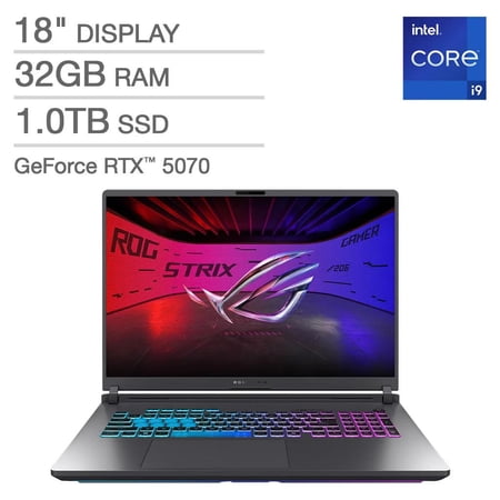 ASUS ROG Strix G18 18" Gaming Laptop - Intel Core i9-14900HX Processor - GeForce RTX 5070 - WUXGA (1900x1200) 144Hz Display - 32GB RAM - 1TB SSD - Windows 11
