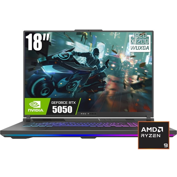 ASUS ROG Strix G18 Gaming Laptop, 18" 1920 x 1200 FHD+ 144Hz IPS LCD Display, AMD Ryzen 9 8940HX, NVIDIA GeForce RTX 5050, RGB Backlit KB, Win11 Home(16GB DDR5 RAM + 512GB SSD)