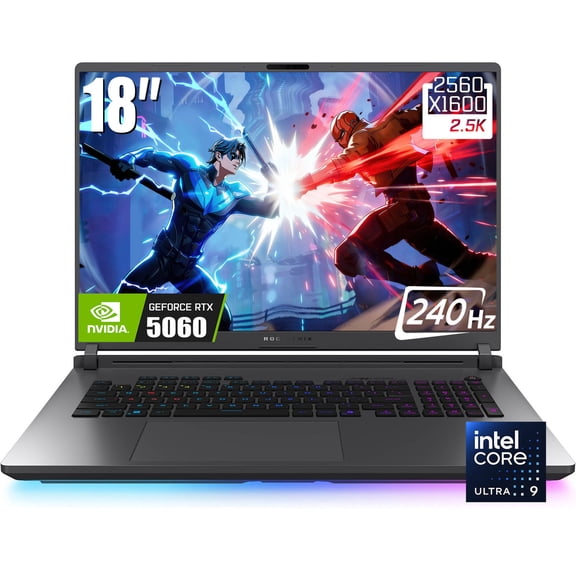 ASUS ROG Strix G18 Gaming Laptop, 18" 2560 x 1600 2.5K 240Hz Nebula Display, Intel Core Ultra 9 275HX, NVIDIA GeForce RTX 5060 8GB GDDR7, RGB Backlit KB, Win11 Home(16GB DDR5 + 1TB SSD)