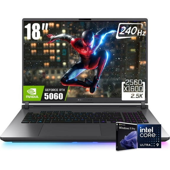 ASUS ROG Strix G18 Gaming Laptop, 18" 2560 x 1600 2.5K 240Hz Nebula Display, Intel Core Ultra 9 275HX, NVIDIA GeForce RTX 5060 8GB GDDR7, RGB Backlit KB, Win11 Pro(16GB DDR5 - 1TB SSD)