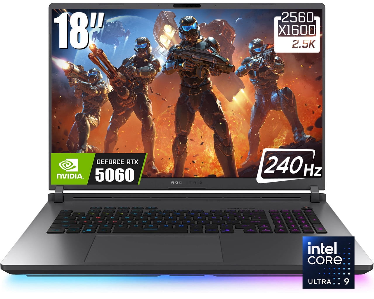 ASUS ROG Strix G18 Gaming Laptop, 18" 2560 x 1600 2.5K 240Hz Nebula Display, Intel Core Ultra 9 275HX, NVIDIA GeForce RTX 5060 8GB GDDR7, RGB Backlit KB, Win11 Home(16GB DDR5 * 1TB SSD)