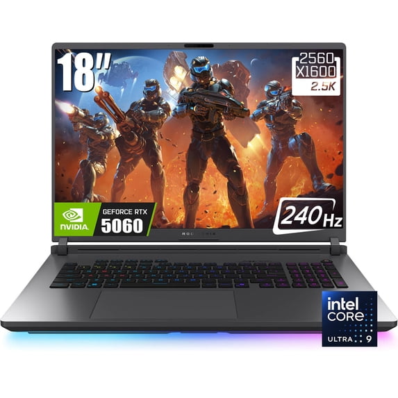 ASUS ROG Strix G18 Gaming Laptop, 18" 2560 x 1600 2.5K 240Hz Nebula Display, Intel Core Ultra 9 275HX, NVIDIA GeForce RTX 5060 8GB GDDR7, RGB Backlit KB, Win11 Home(16GB DDR5 * 1TB SSD)